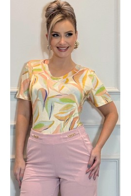 034265 - Blusa Ramany Estampada Folhagem 